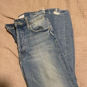 MOTHER Light Blue Distressed Denim